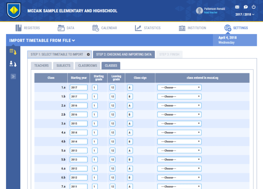 Мэдээлэл импортлох (сурагчид, багш нар, цагийн хуваарь)