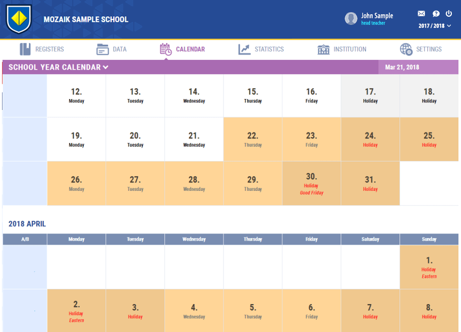 Хичээлийн жилийн хуваарийг хөтлөх