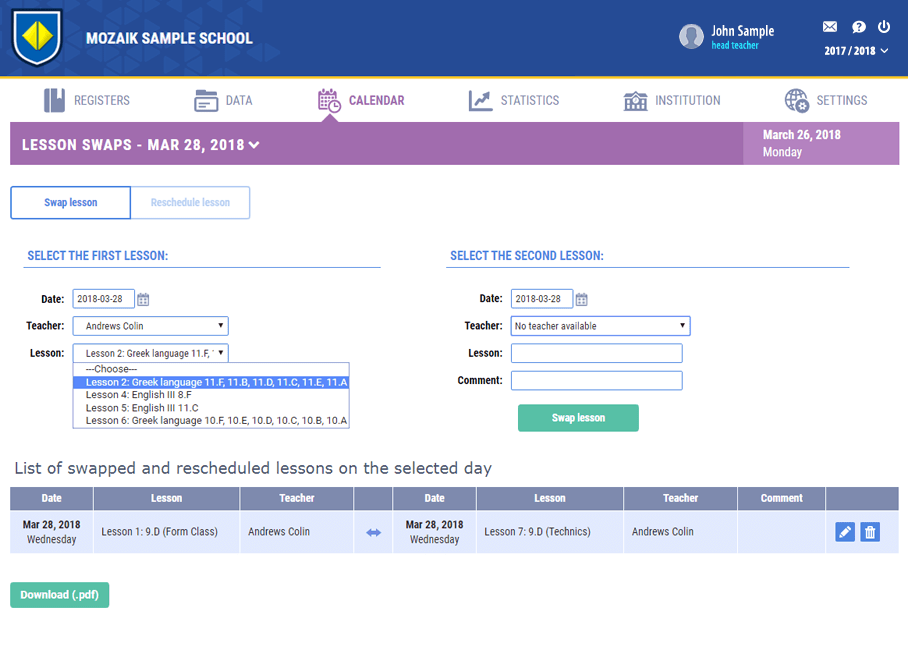 Солилцсон, хуваарийг нь өөрчилсөн хичээлүүд