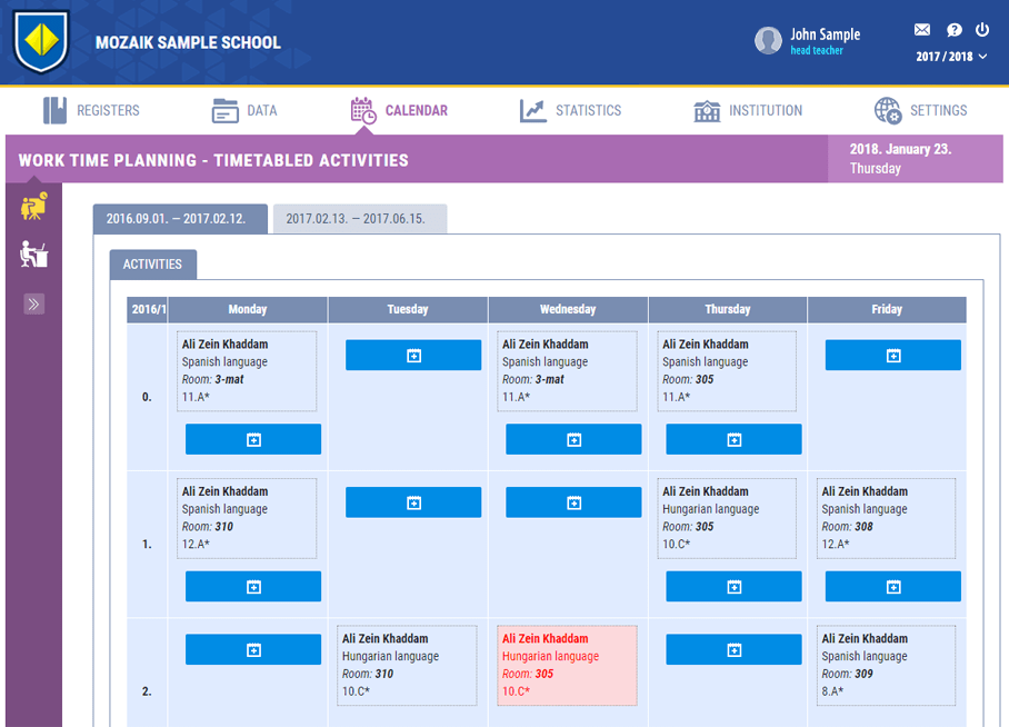 Хичээлийн хуваарийн тойм