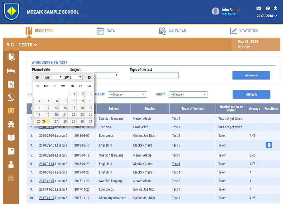 Тест төлөвлөх, сурагчдад мэдэгдэх