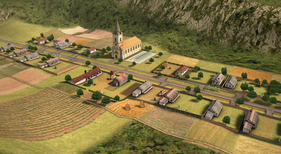 Single street village with ’strip parcels’