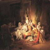 Borsos József: Lányok bál után (1850)