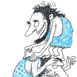 Ősember áll egy másik hátán