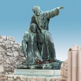 Julianus és Gerhardus barát szobra a budai Várnegyedben 