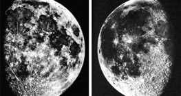 Waxing gibbous (left) and waining gibbous phases of the Moon