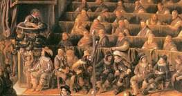 Галилей (зүүн дээд булан) Инквизицийн шүүх хурал дээр