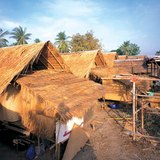 Houses built on piles in Southeast Asia