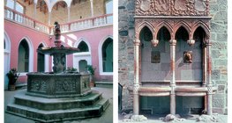 Сэргээн босгосон Вишеградын ордны гол үзмэр нь улаан гантиг усан оргилуур болон арслантай усан оргилуур юм.