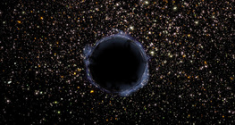 Хар нүх болон бөмбөрцөг хэлбэртэй бөөгнөрөл (төсөөллийг зураг дээр дижитал хэлбэрээр нэмсэн байгаа)