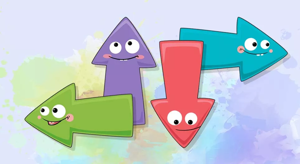 Аль нь дээшээ, доошоо, баруун тийш, зүүн тийш вэ?