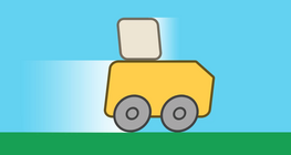 Box skidding on the platform of an accelerating truck