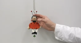 Mass dependence of the period of the motion of a toy suspeded on a spring (basic)